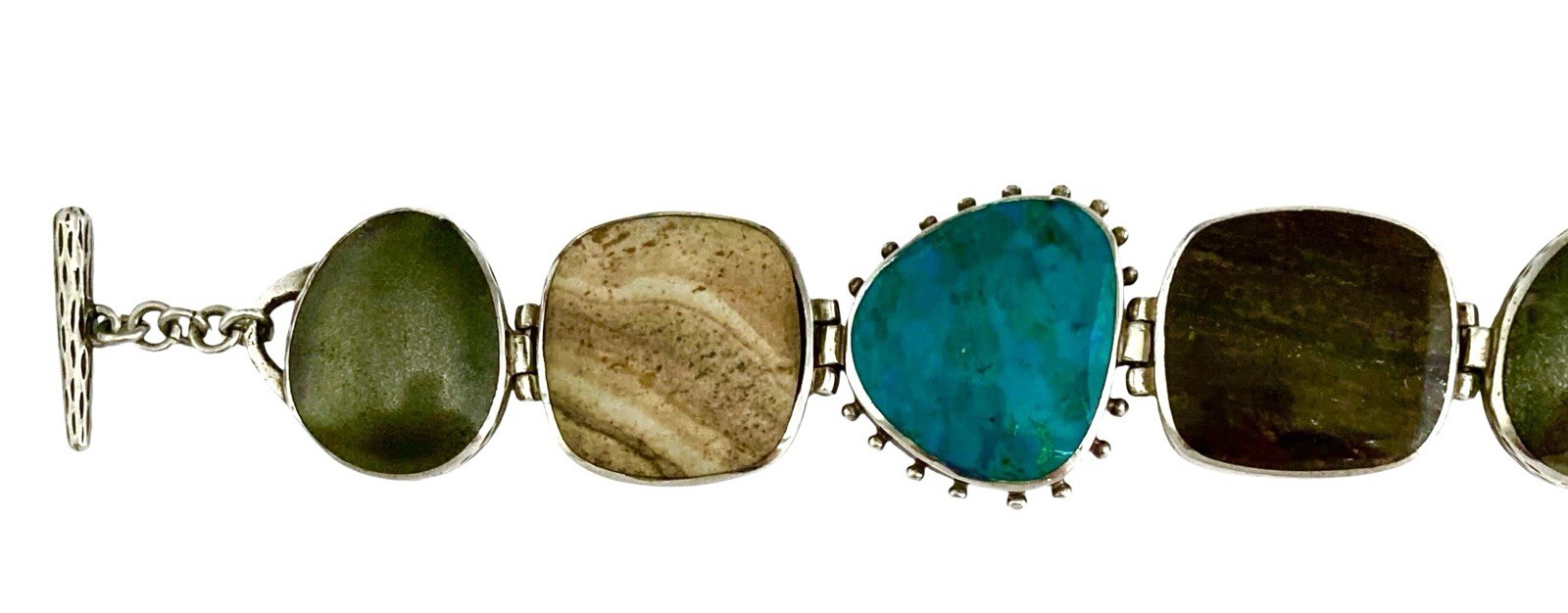SILPADA Sterling Silver TURQUOISE-BRONZITE-PYRITE-JASPER Bracelet~#B1934~NEW!