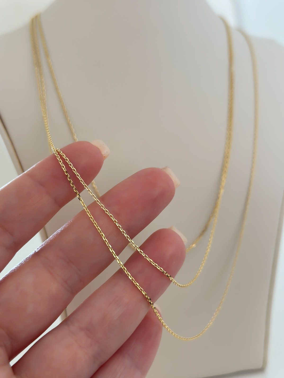 14k Solid Gold Cable Link Chain 1.2mm, Boston Link 16″ 18″ 20″ Necklace Lobster