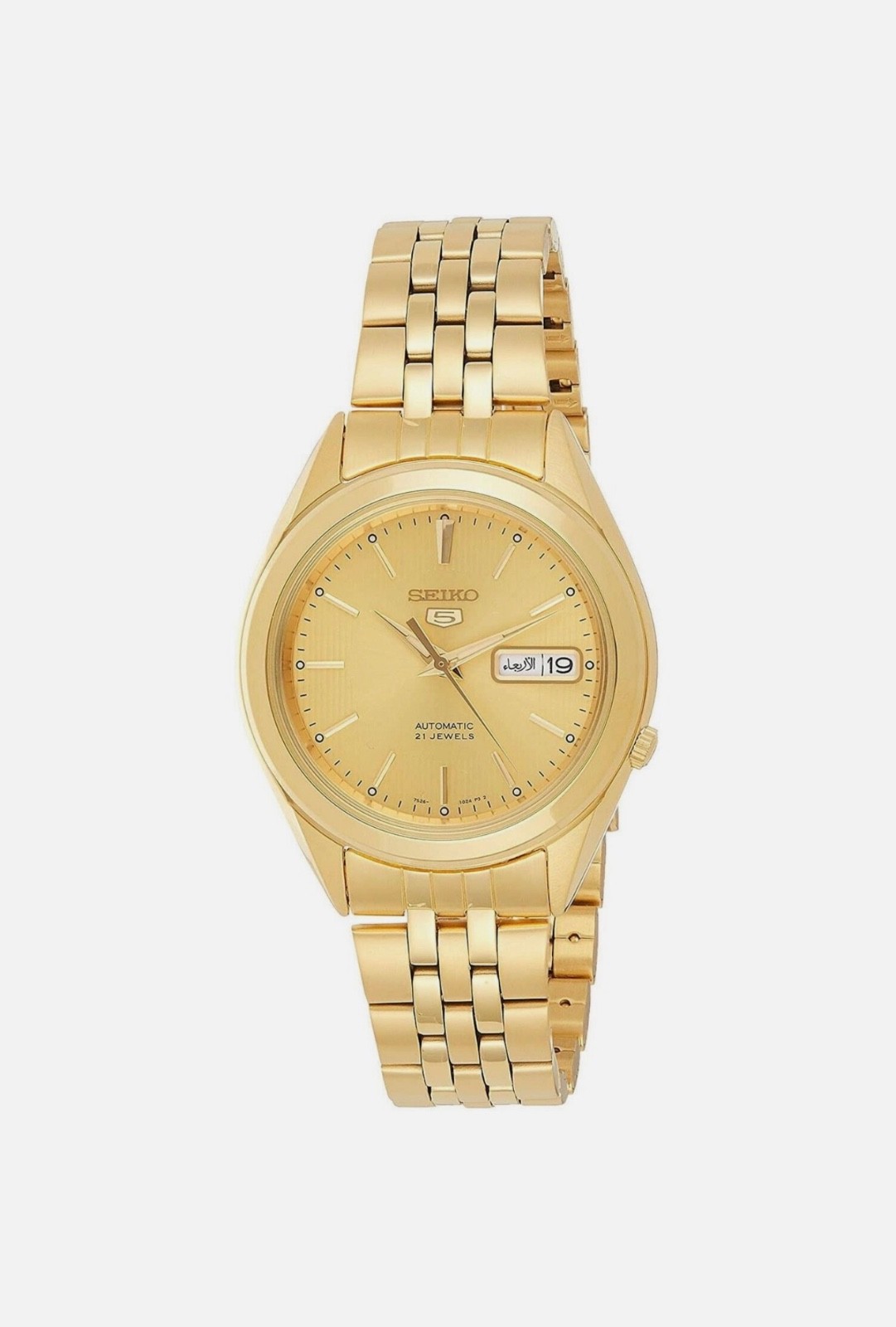 seiko mens 5 gold dial watch