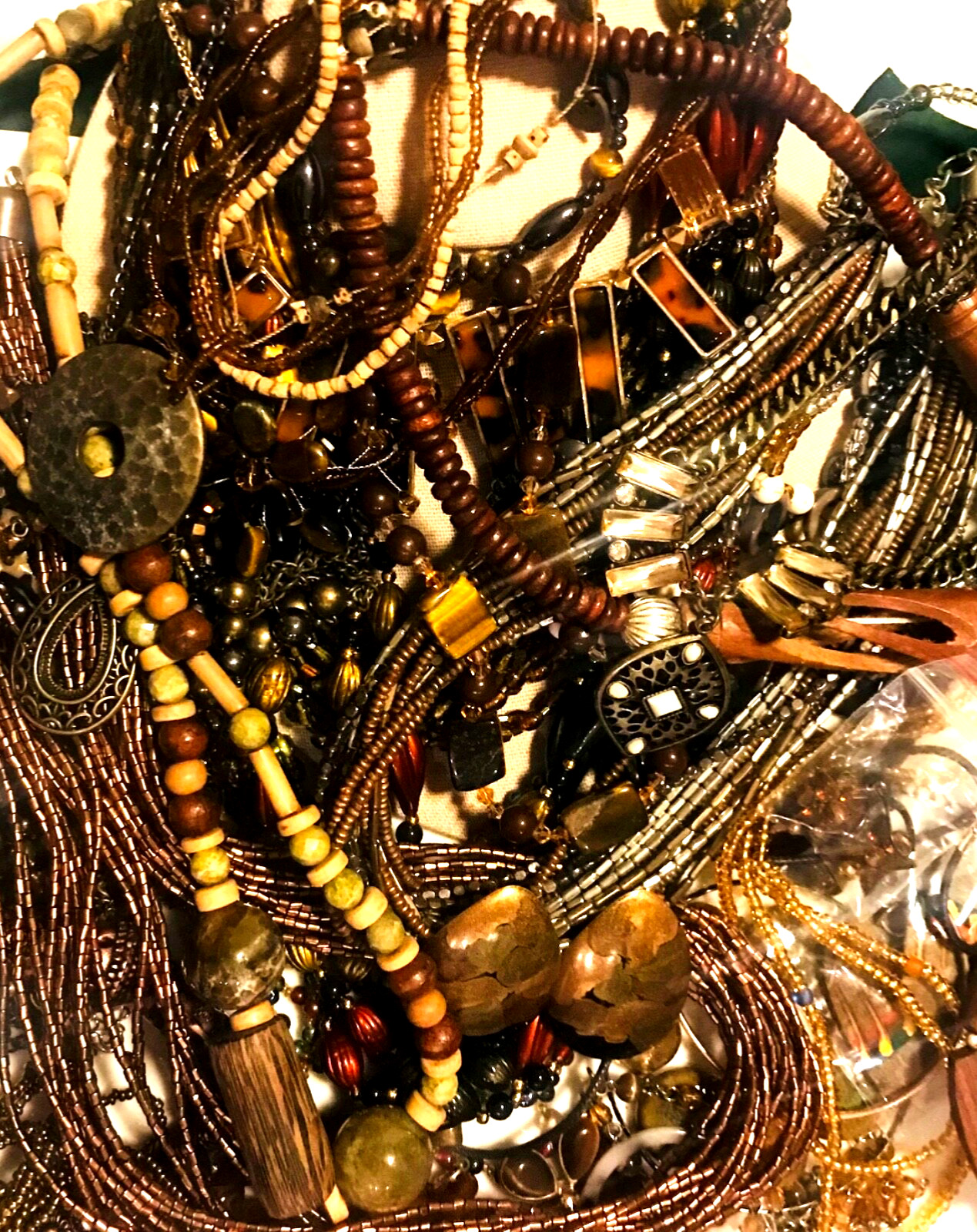 1/2LB Jewelry TREASURE Lot with Earthy & Warm Amber, Brown golden Autumn theme