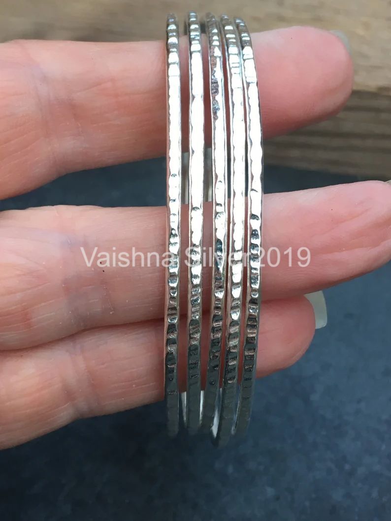 5 PCs. Sterling Silver bangles Set, Stacking bangle 925 Sterling bracelet CP6