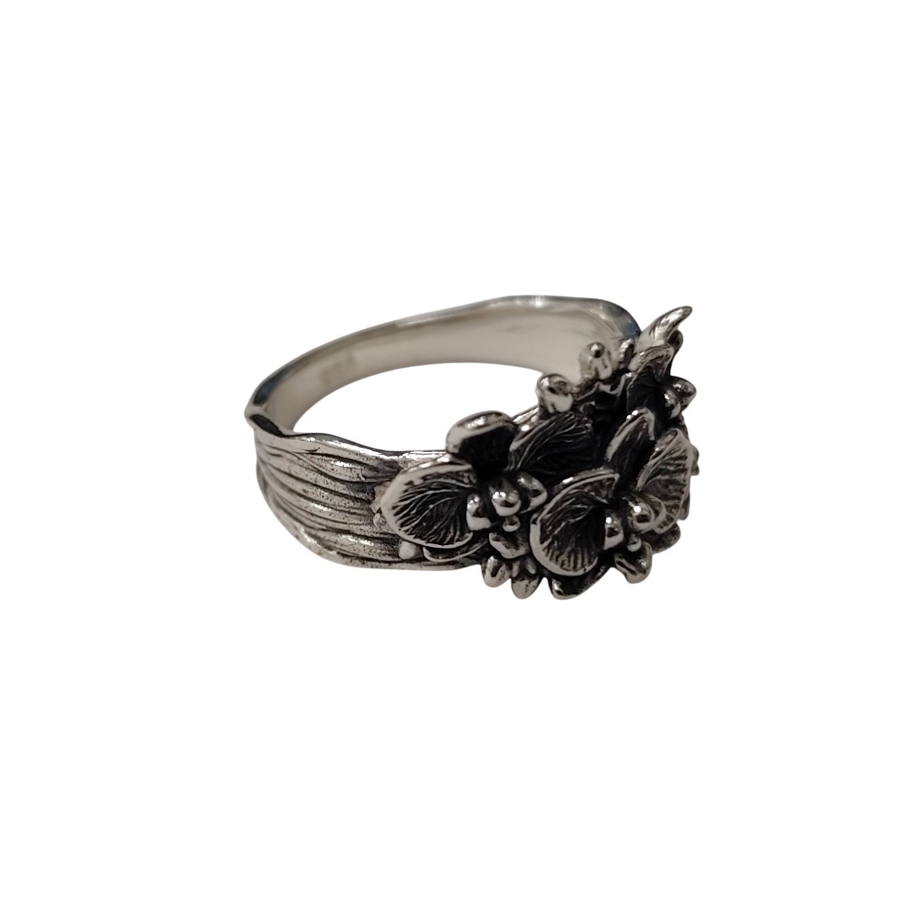 Sterling Silver Orchid Flower Ring Handmade Floral Band Stamped 925 Nickel Free