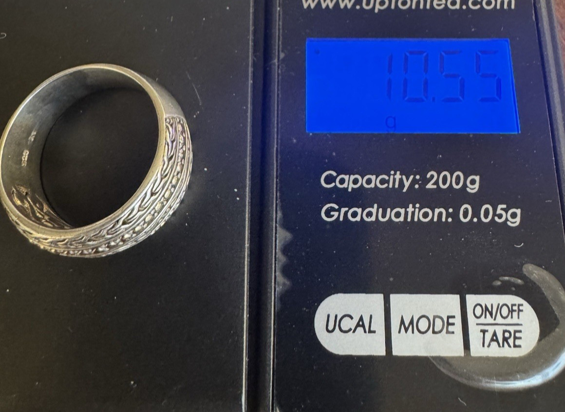 EFFY 925 Sterling Silver 18K Gold Wide Dome Bali Scroll Band Ring Size 9.5