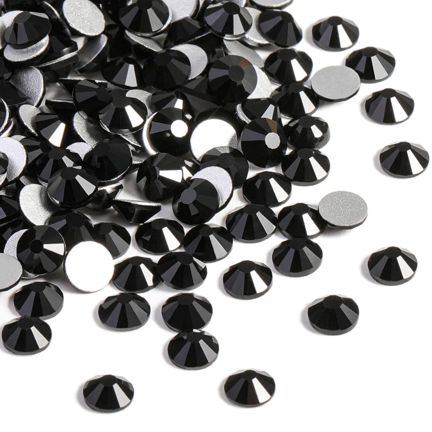 Versatile 1440-Piece Jet Black Flat Back Rhinestones for Crafting & Accessories