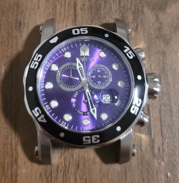 Invicta Pro Diver Men’s Quartz Chronograph Date 200m Purple Dial Watch Face Only