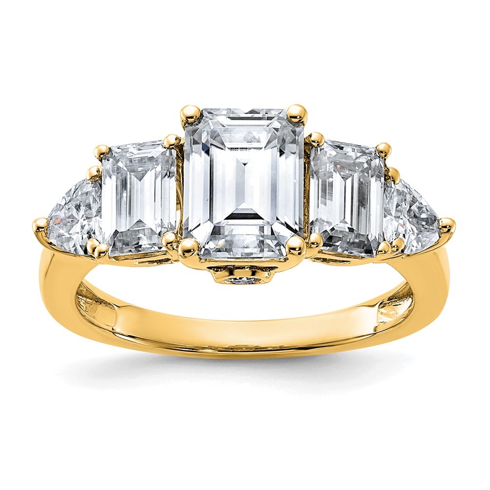 14k Yellow Gold 3 3/8ct. Emerald Cut D E F Moissanite Engagement Ring Size 7