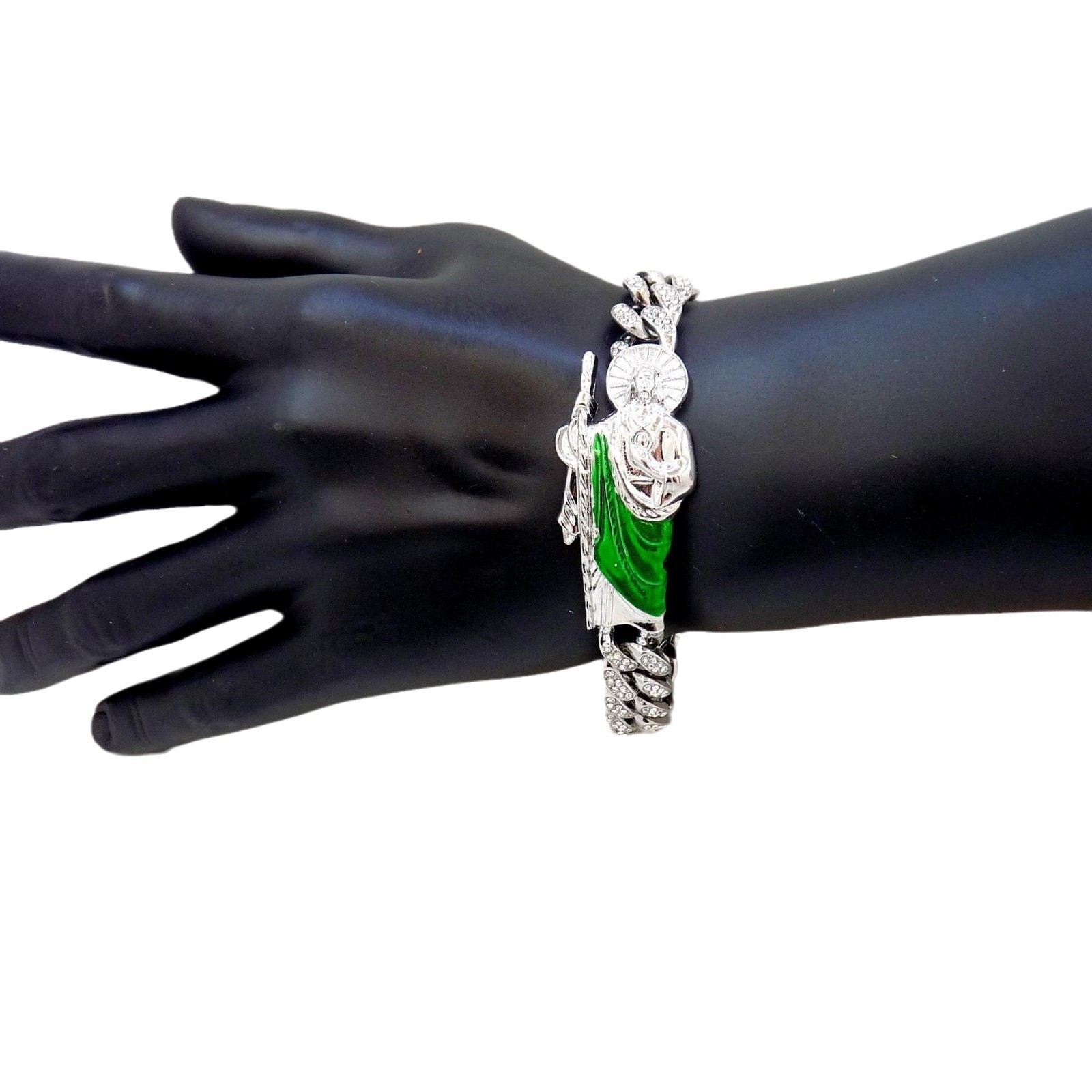 Hip-hop Zinc Alloy Rhinestone Religion St. Jude Patchwork Portrait Bracelet Gift