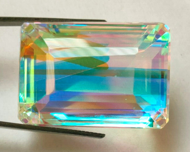 AAA+ Large Mystic Quartz 84.05 Ct. Emerald Cut Loose Gemstone Gift For Women