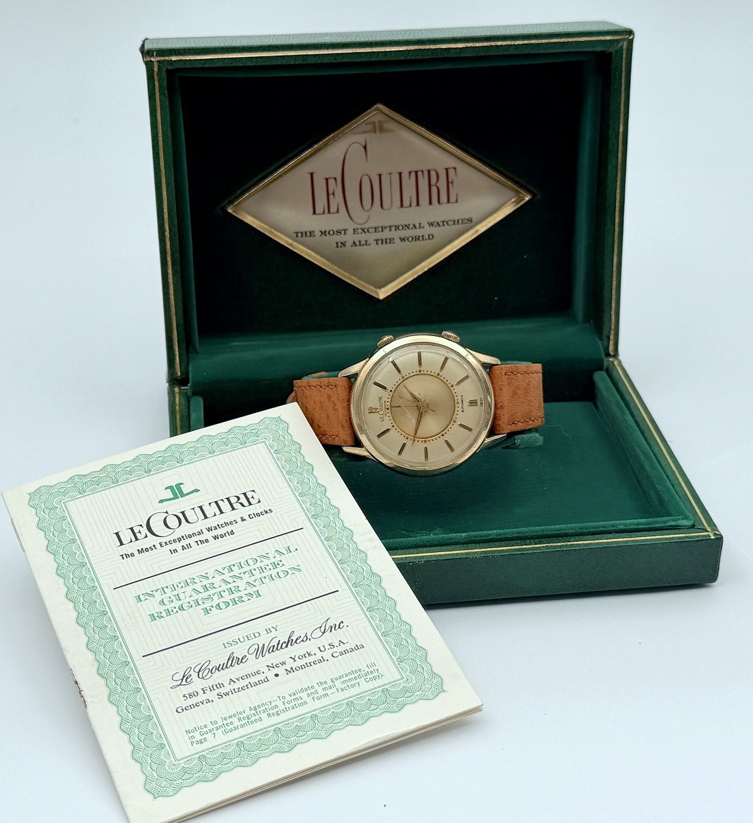 1950s JAEGER-LECOULTRE AUTOMATIC MEMOVOX ALARM ORIGINAL DIAL K815 JUMBO 38mm BOX