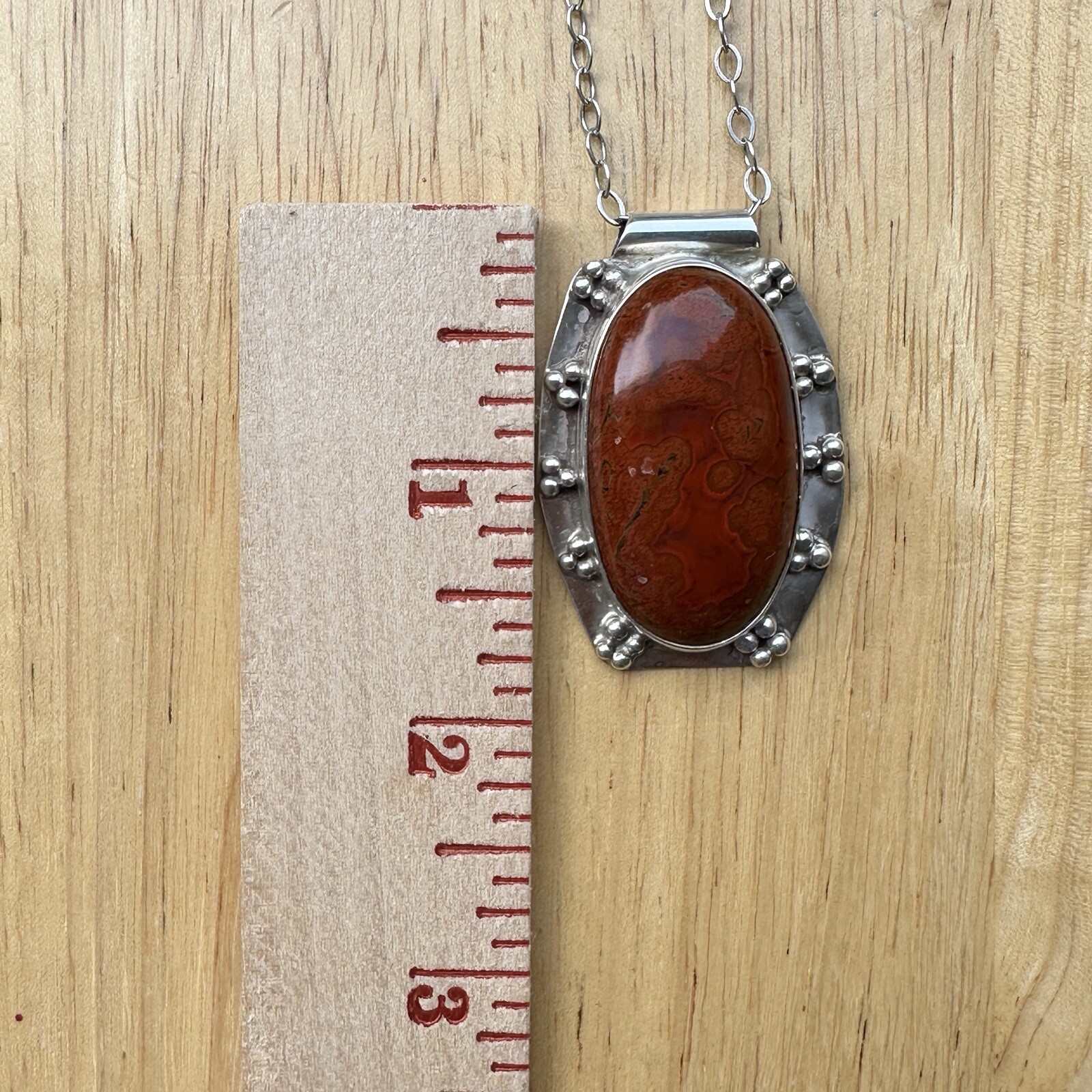 Ray Youmans Pendant Necklace 20 Inch Dino Therapod Gembone Sterling 25.0g USA