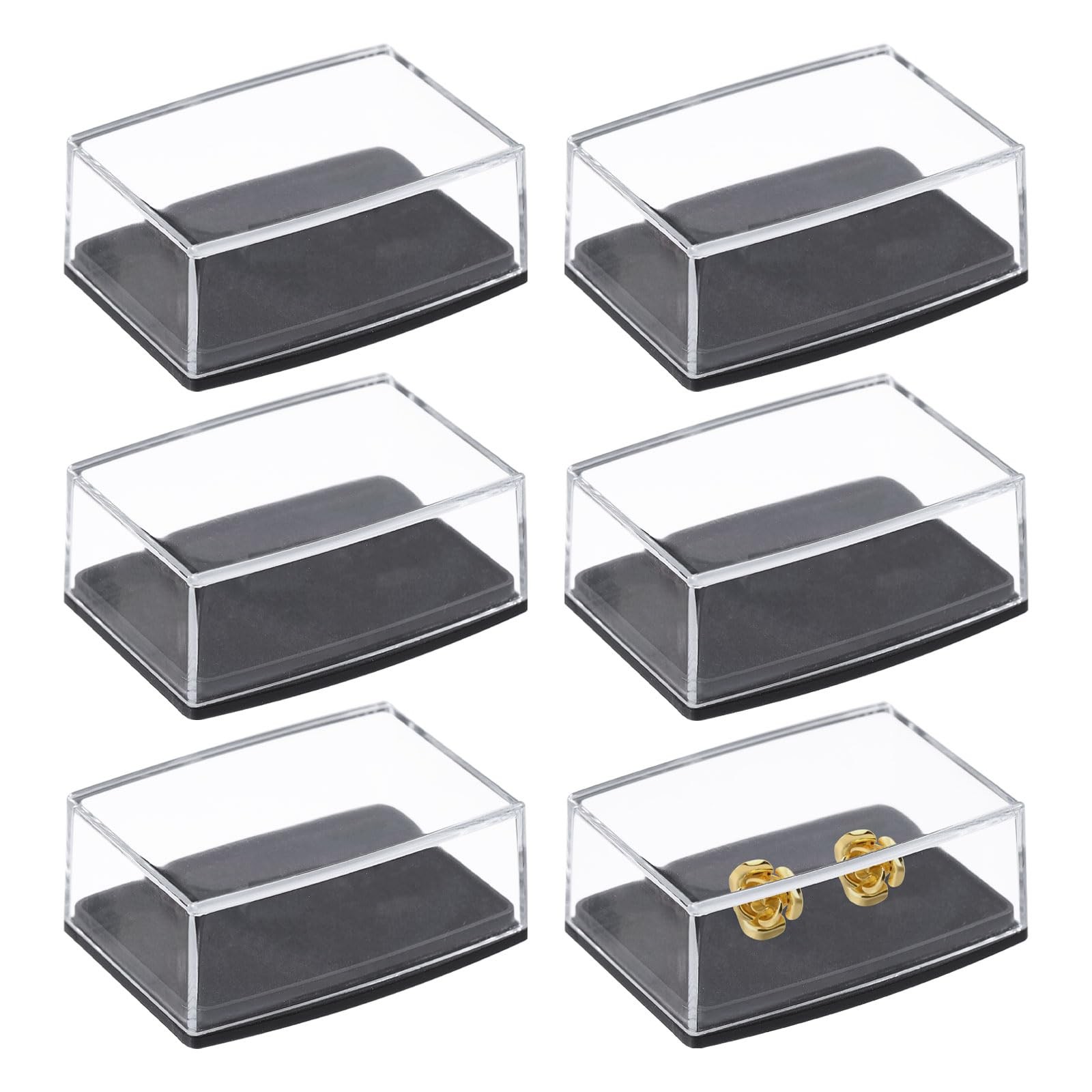 CHGCRAFT 6 Pcs Plastic Cufflinks Box Clear Storage Gift Box Jewelry Display B…