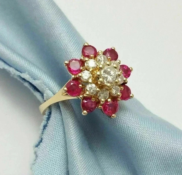 2Ct Round Lab Created Red Ruby Women’s Engagement Ring 14K Yellow Gold Plated