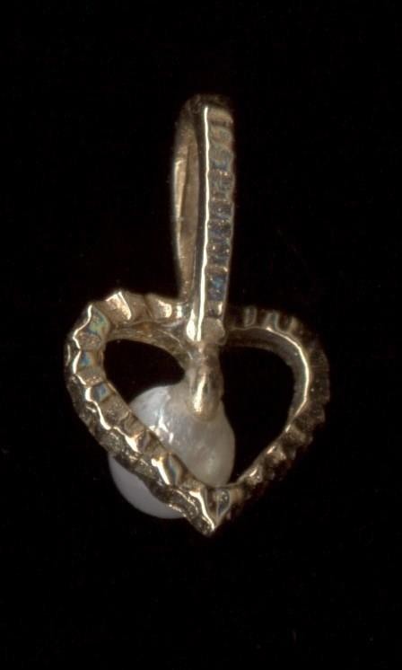 New 14K 11mm Solid Yellow Gold Round White Pearl Solitaire Heart Pendant ly