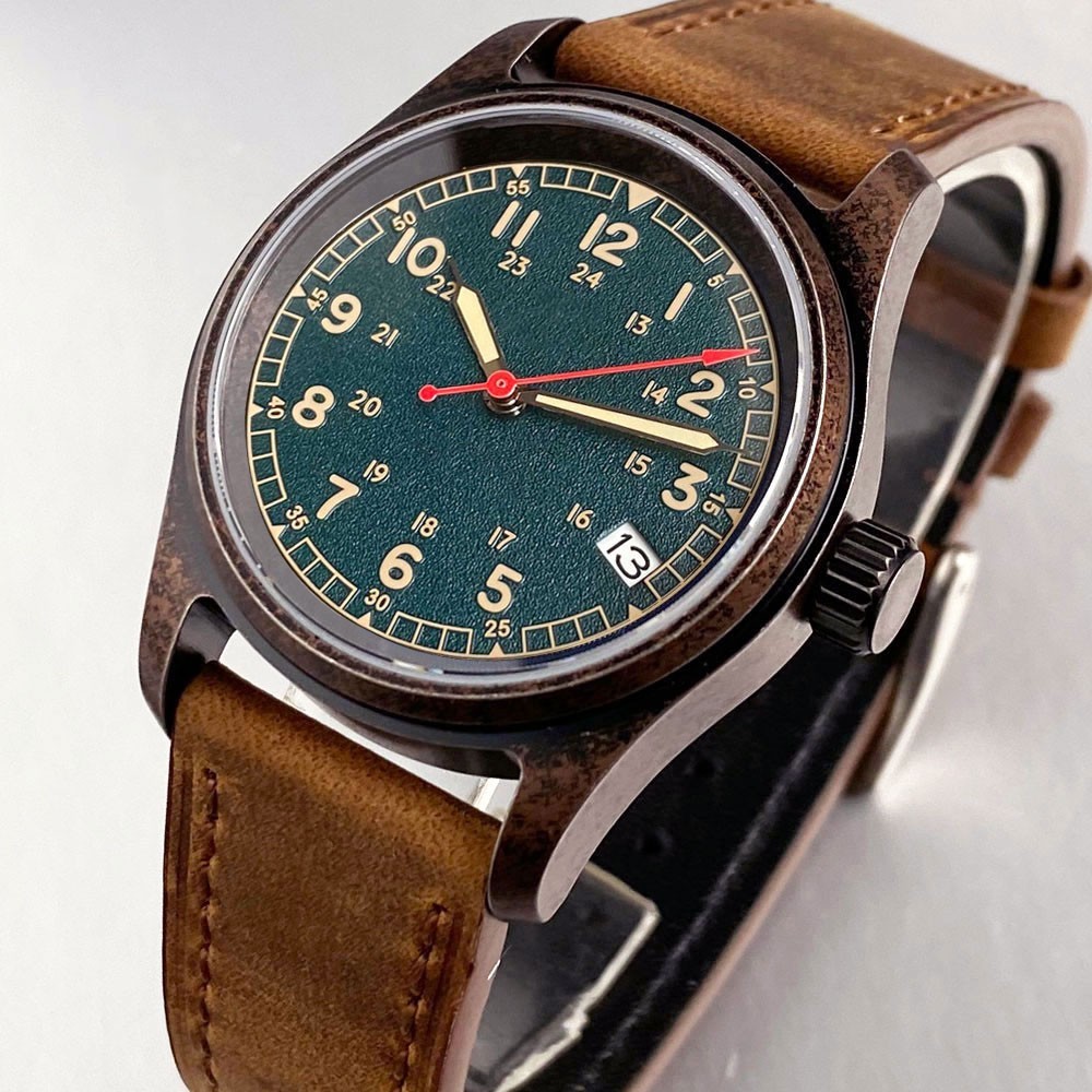 Copper Plating Tandorio 36mm Pilot Sapphire 20ATM Lume Automatic NH35 Men Watch