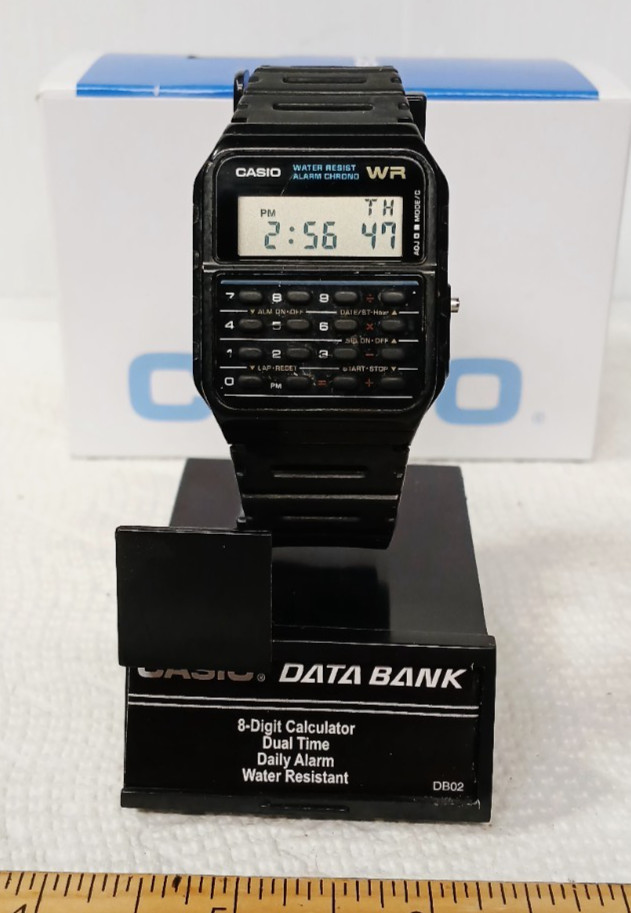 NEW! Casio Data Bank Watch Black CA-53W-1CR Calculator Water Resistant Alarm