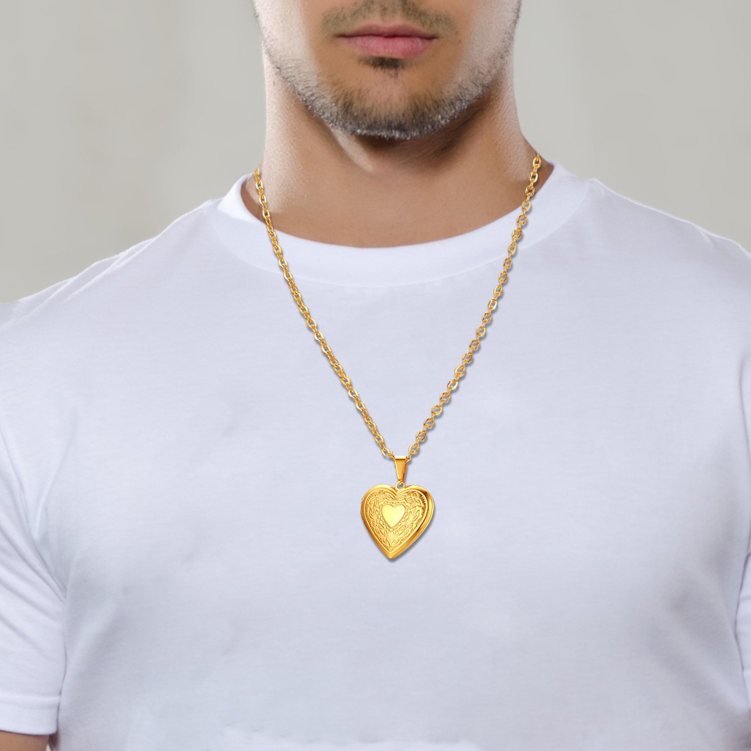 Stainless Steel Pendant Necklace Heart Locket Photo Picture Pendant Chain Gift