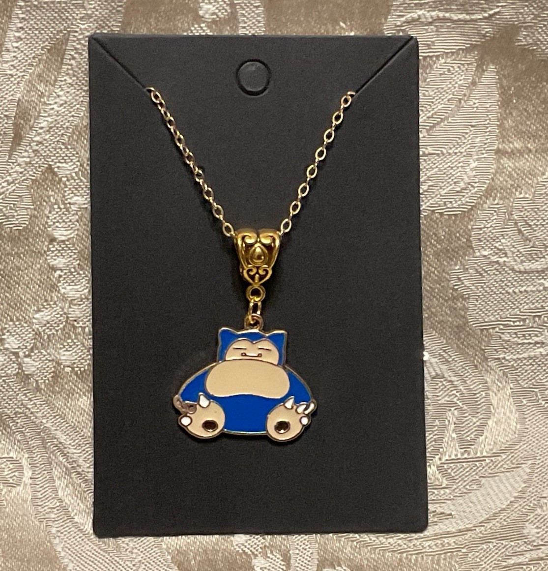 Japanese Anime Pokemon Snorlax Video Game Gold Fashion Trendy Fun Necklace