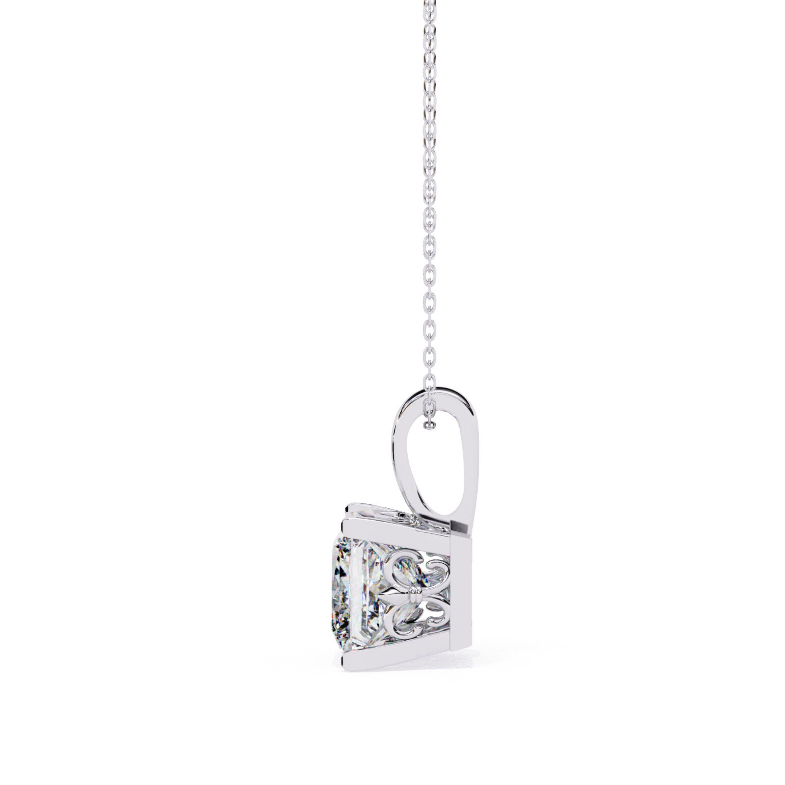 Beautiful Princess Diamond Pendant Made In 14 KT Gold Studded With Lab Created