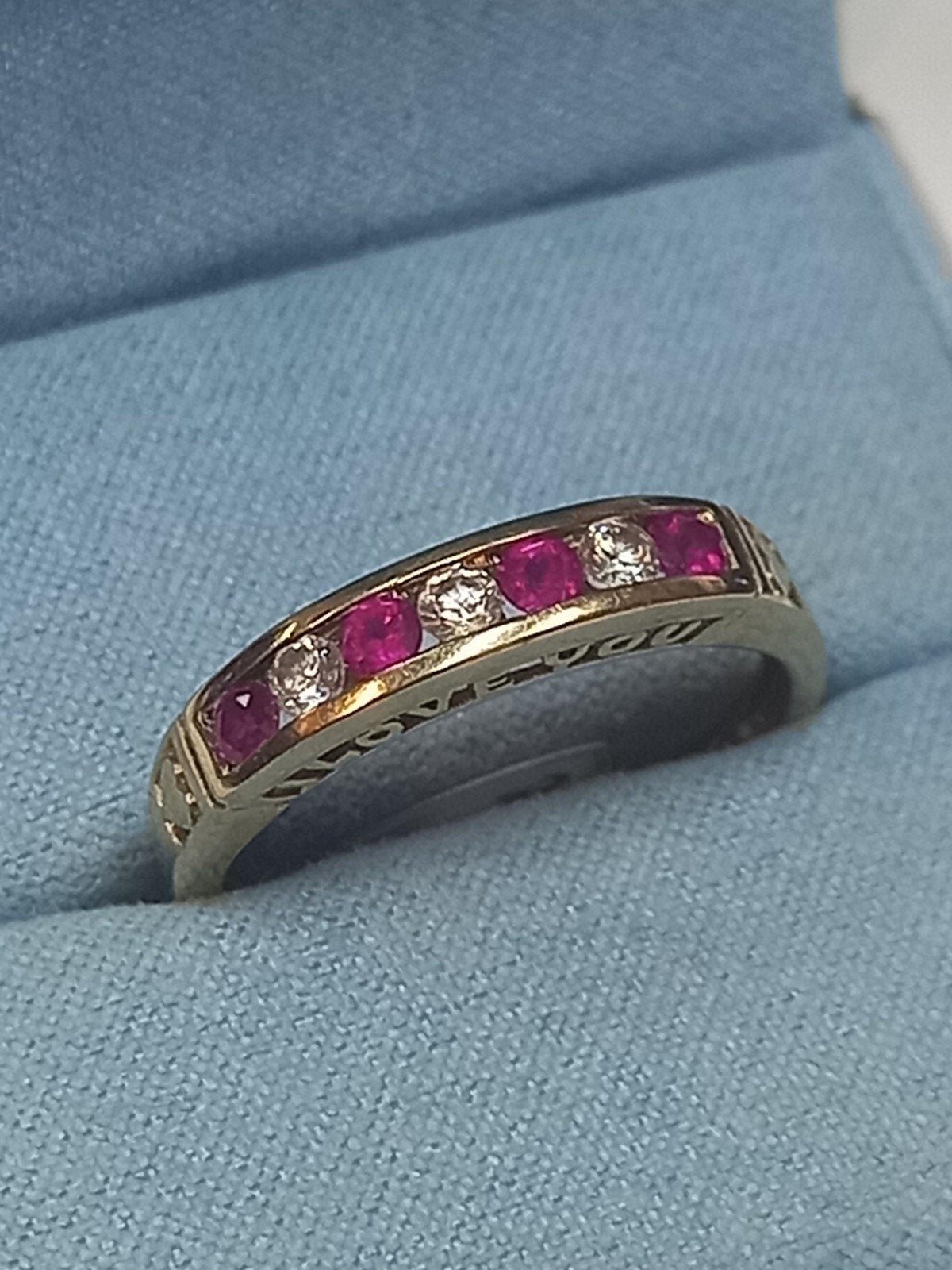 9ct Ruby & CZ Ring. Size R 1/2