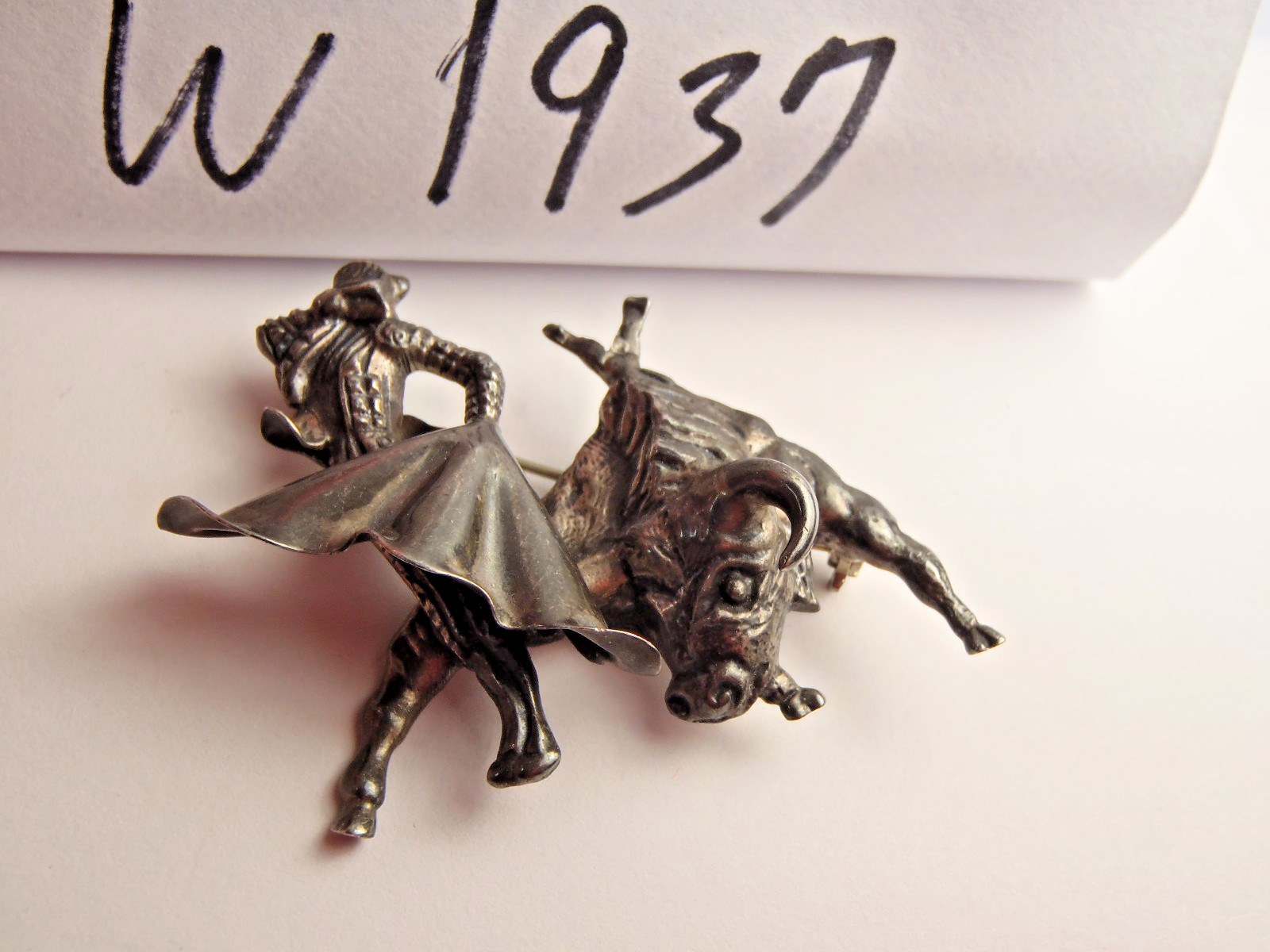Mexico Sterling Silver Marcel Boucher Large 2 1/4″ Matador & Bull Brooch Pin