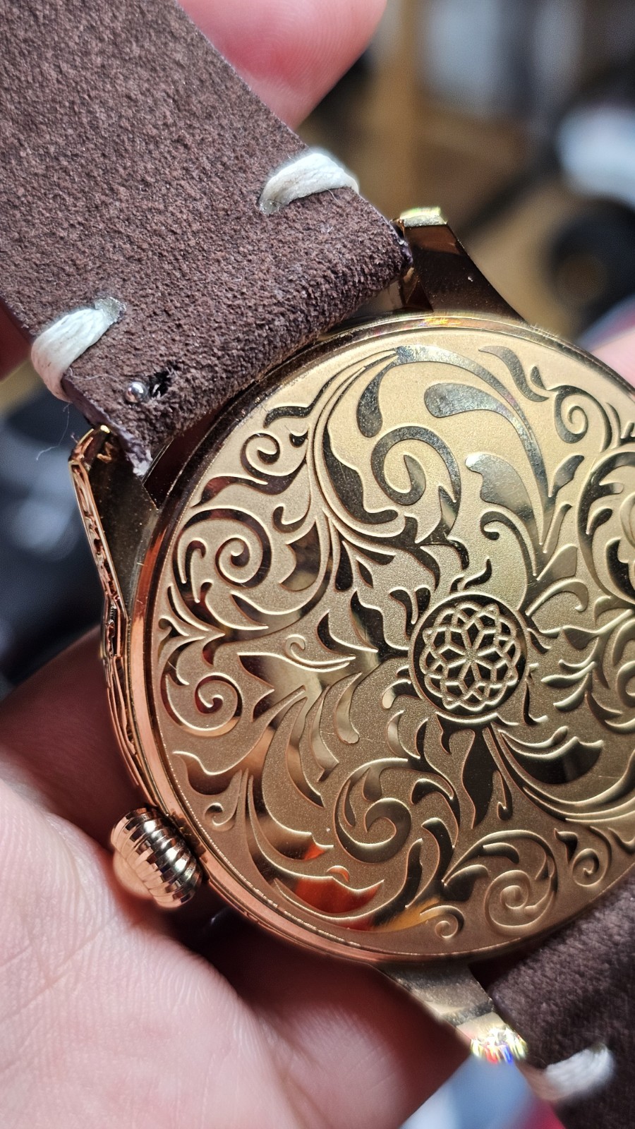 Tevise Raksa Duke T890DF Mechanical Watch 3D Koi Fish Dial, With New Suede Strap