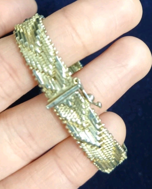 Solid 925 Sterling Silver Weave Design Bracelet With Push Lock Clasp