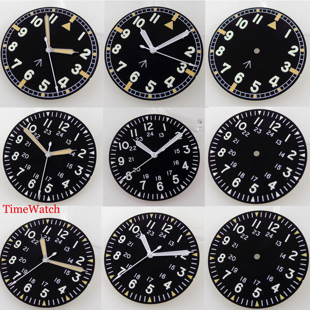 33.6mm Black Watch Dial&Hands Fit NH35/36 ETA 2824 PT5000 Miyota8215 DG2813