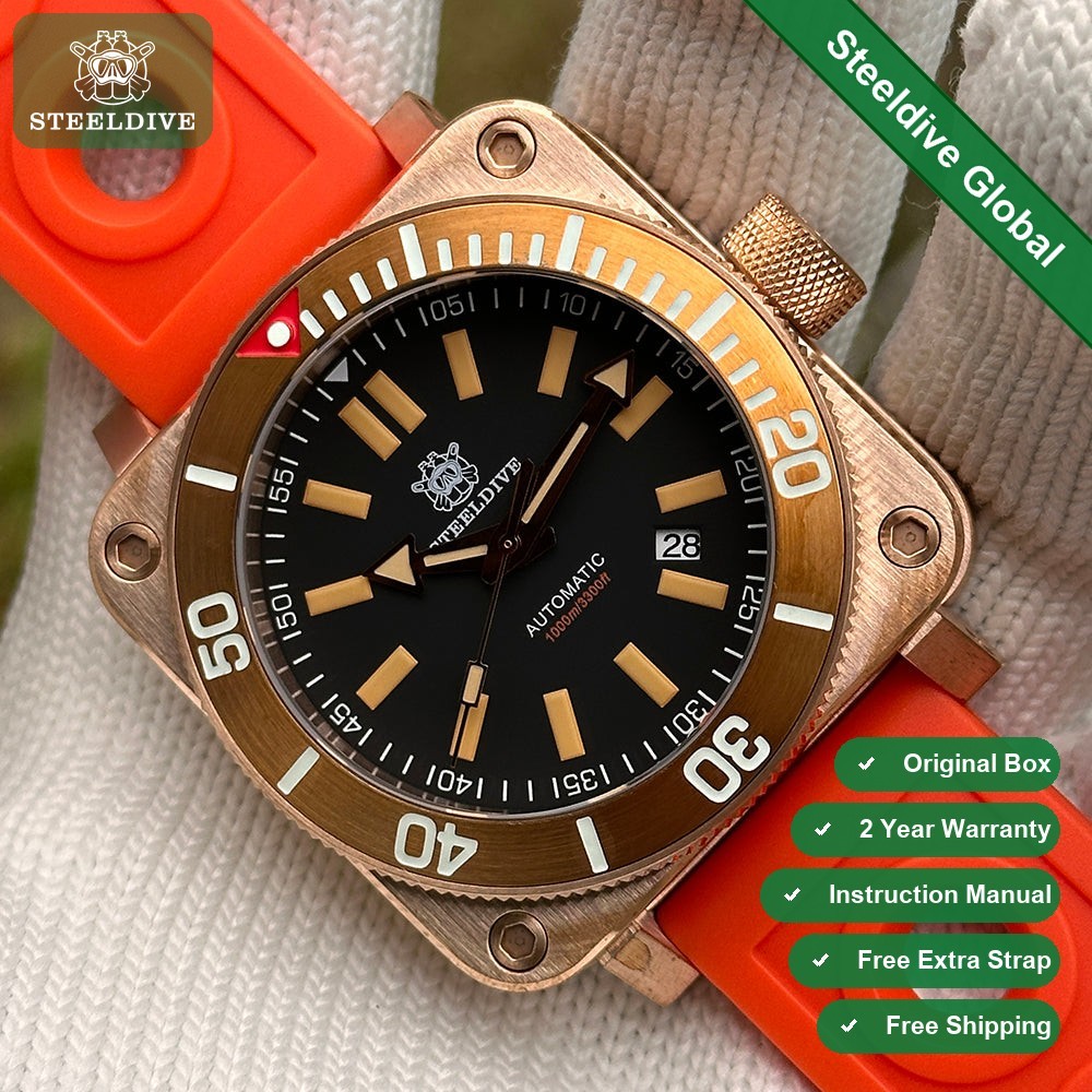 STEELDIVE SD1949S Mens Bronze 45mm Automatic Dive Watch NH35 Sapphire Steel
