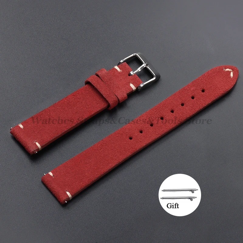 18 19 20 21 22 MM Soft Suede Leather Vintage Strap Watch Band Quick Release