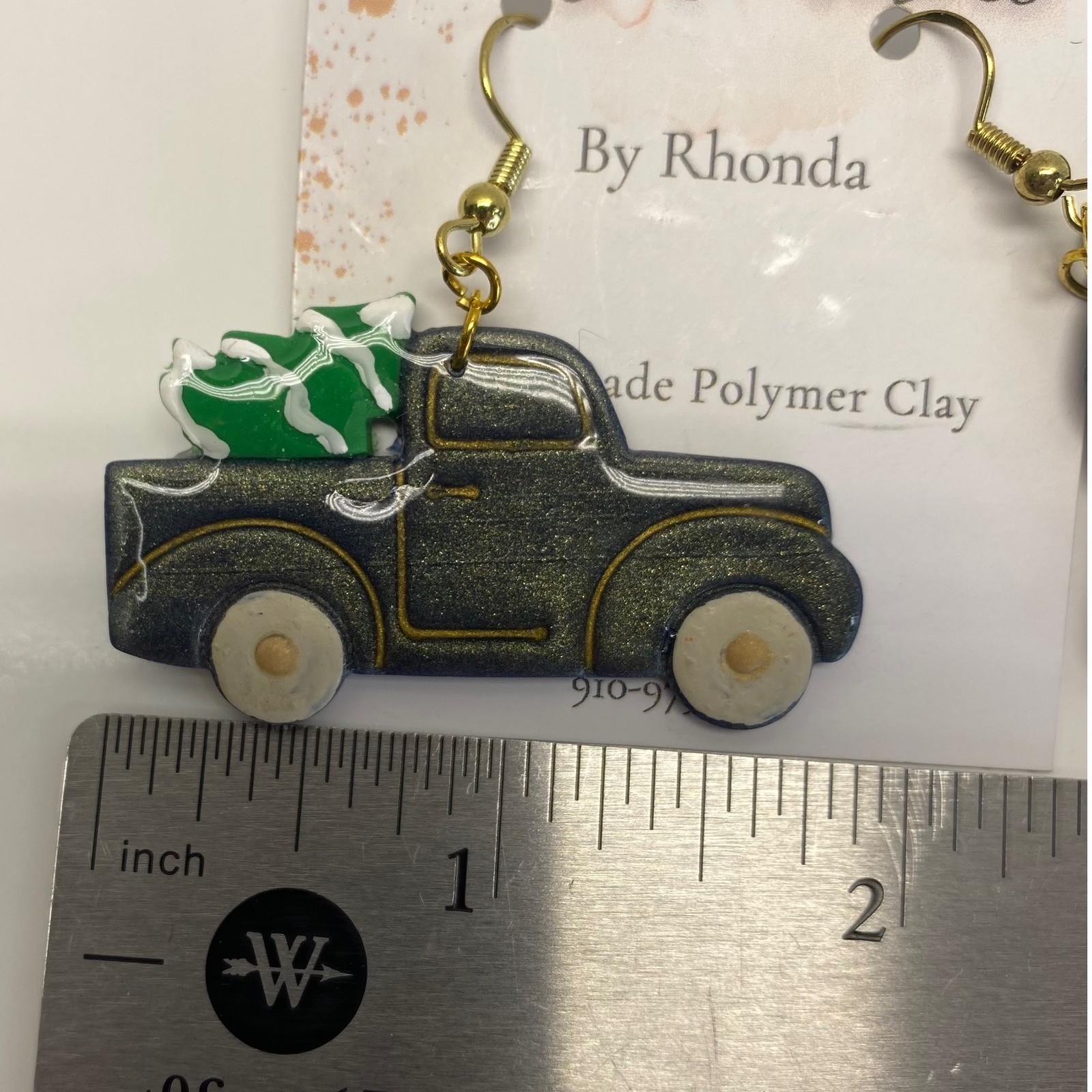 Handmade Polymer Clay Truck Christmas Tree Earrings Cute Festive Gift for Women