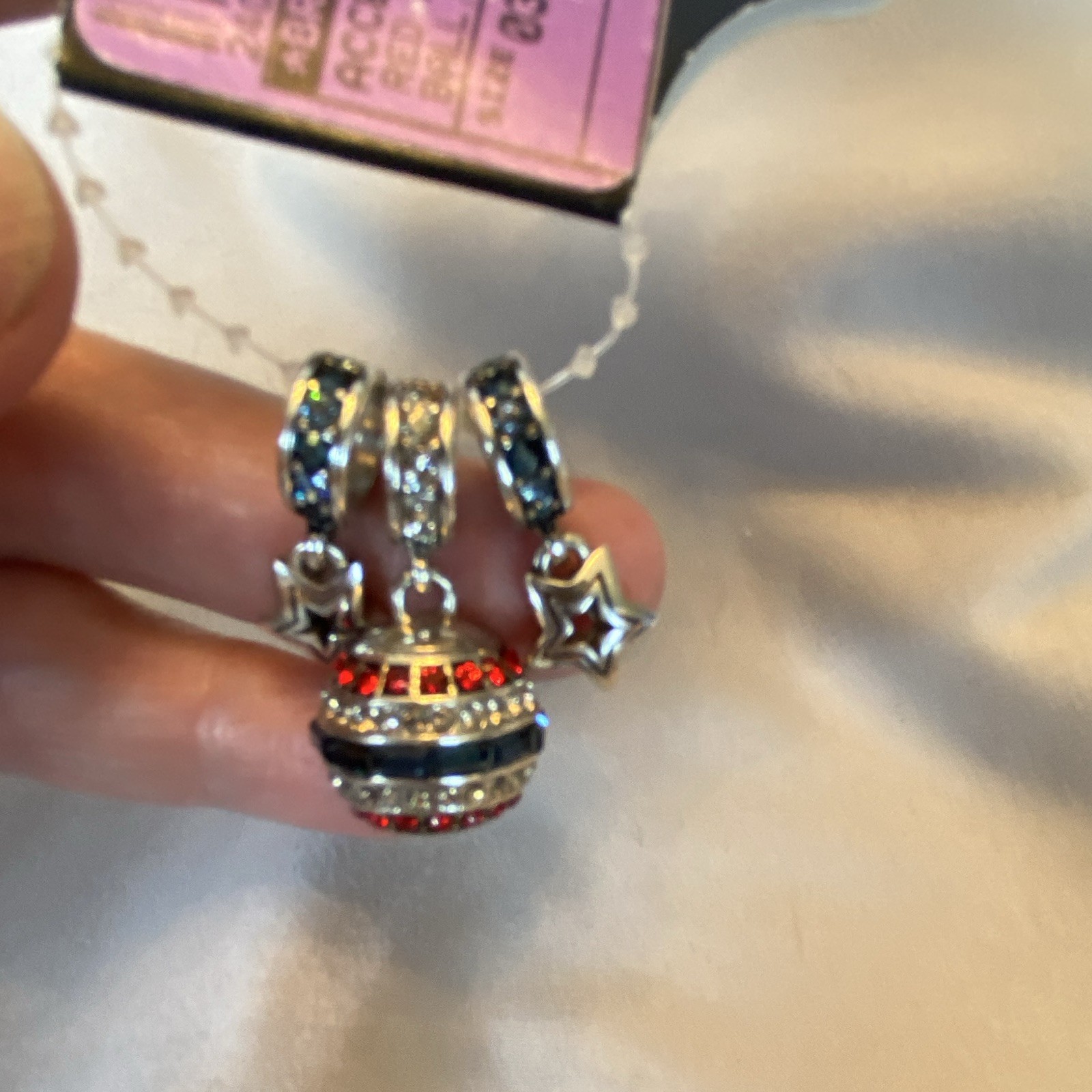 Clothes Mentor Silver Tone Multicolor Crystal Rhinestone Star Dangle Charms