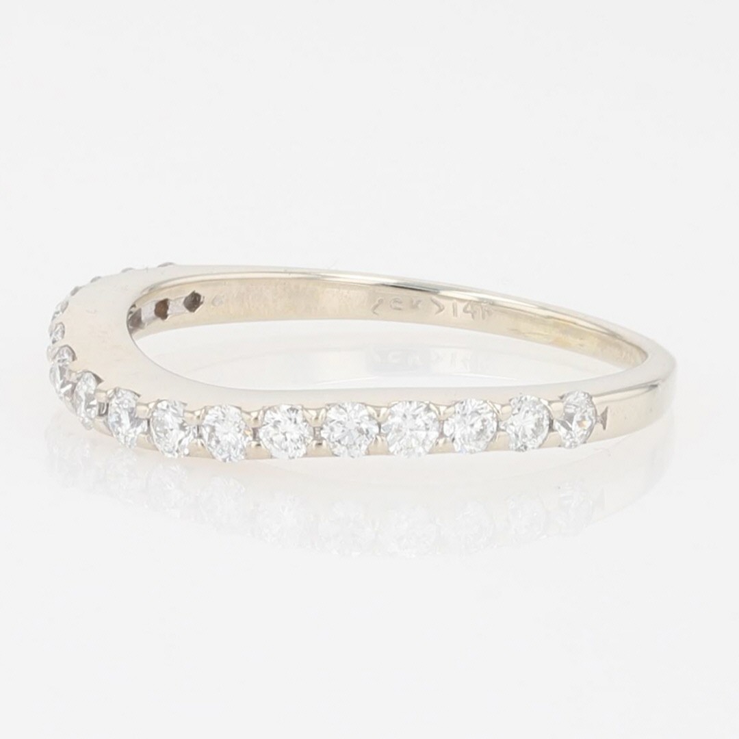 .38ctw Round Cut Diamond Pavé Contour Wedding Band Ring 14k White Gold Size 6.25