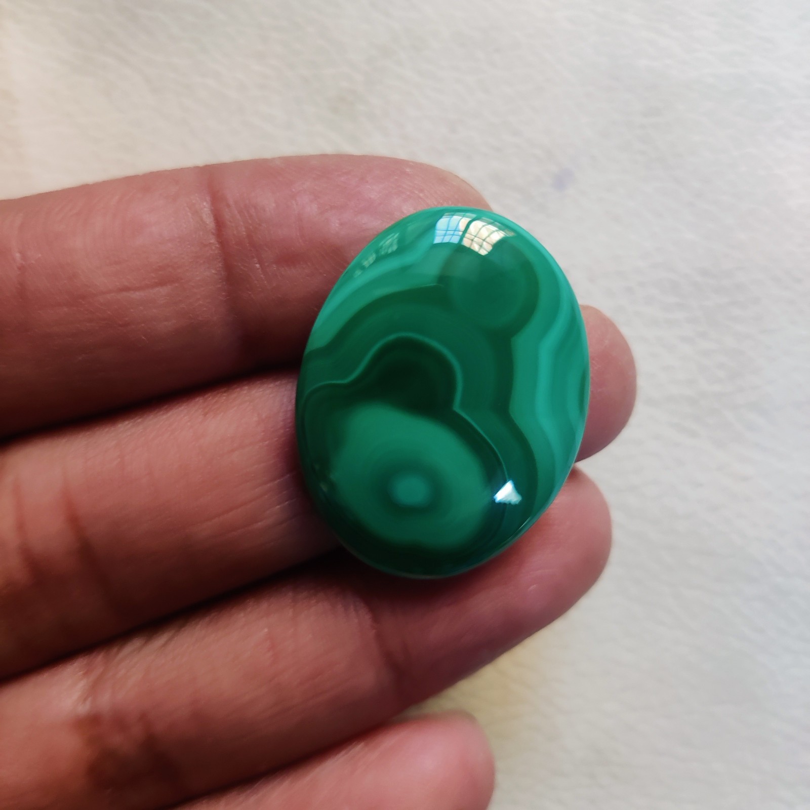Natural Green Malachite Loose Gemstone Cabochon,Oval-48 CT,30 X 22 X 7 MM