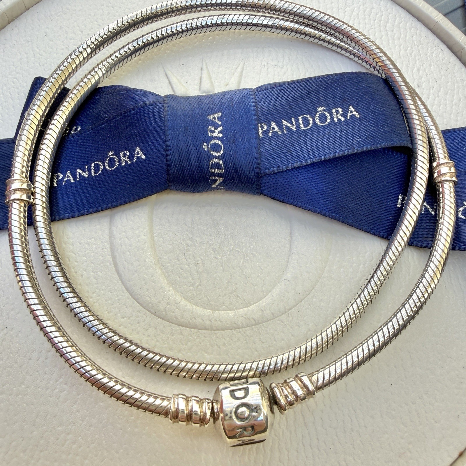 Authentic Pandora Silver Moments Snake Chain Charm Necklace 45cm #590702HV-45