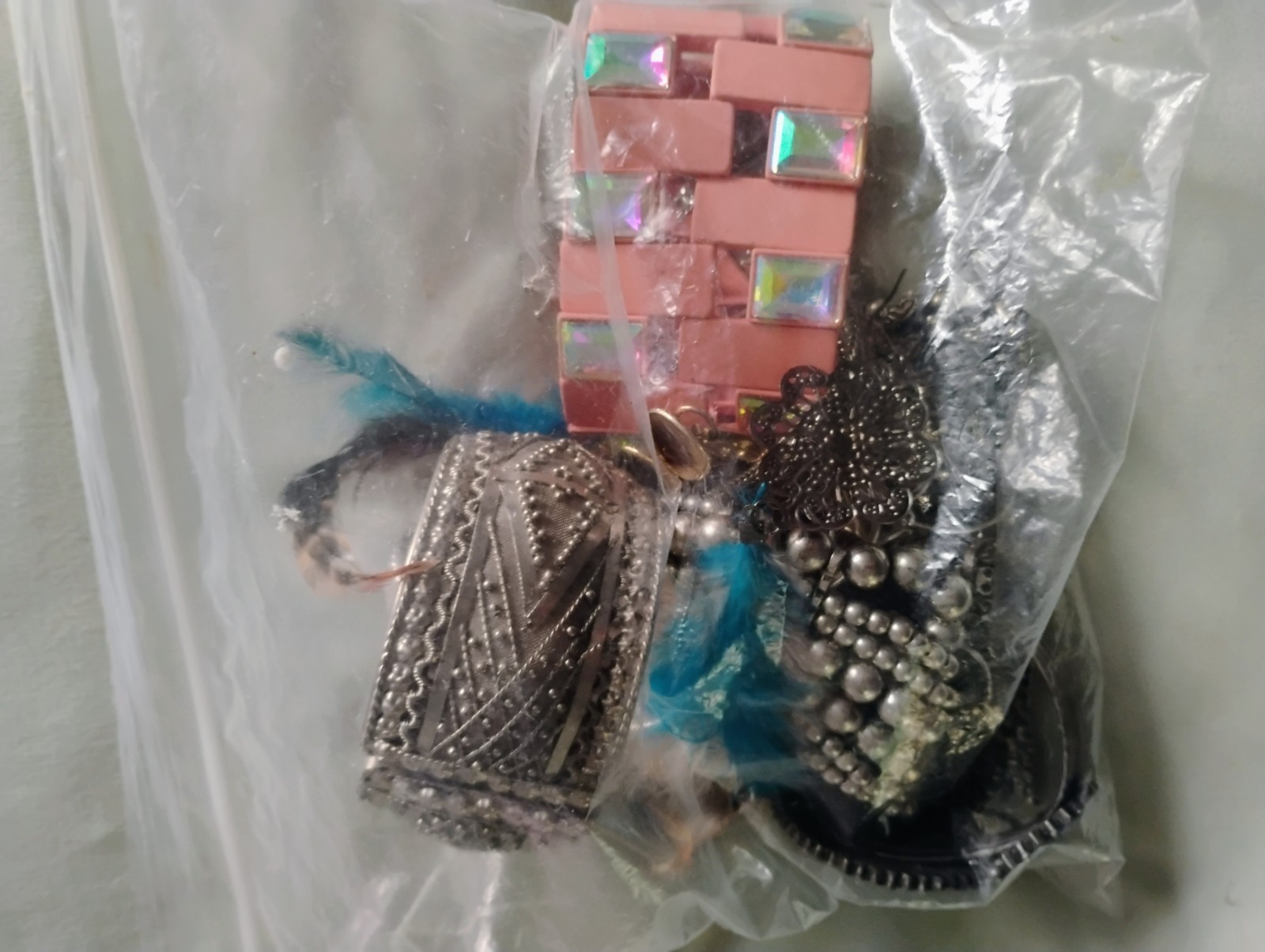 Assorted Fashion Bracelets Cuff Beaded Charm Silver Pink Metal Plastic