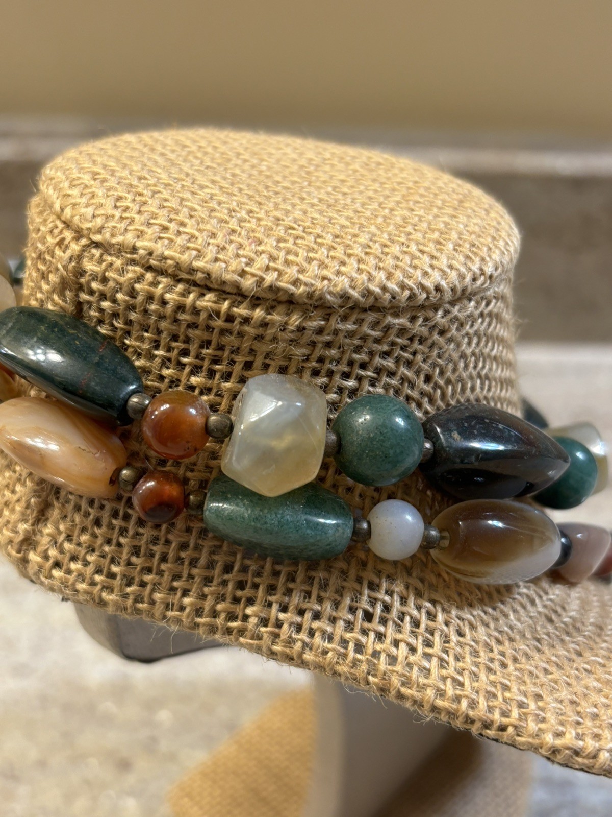 STONE BEADED NECKLACE GEMSTONE STRING STRAND