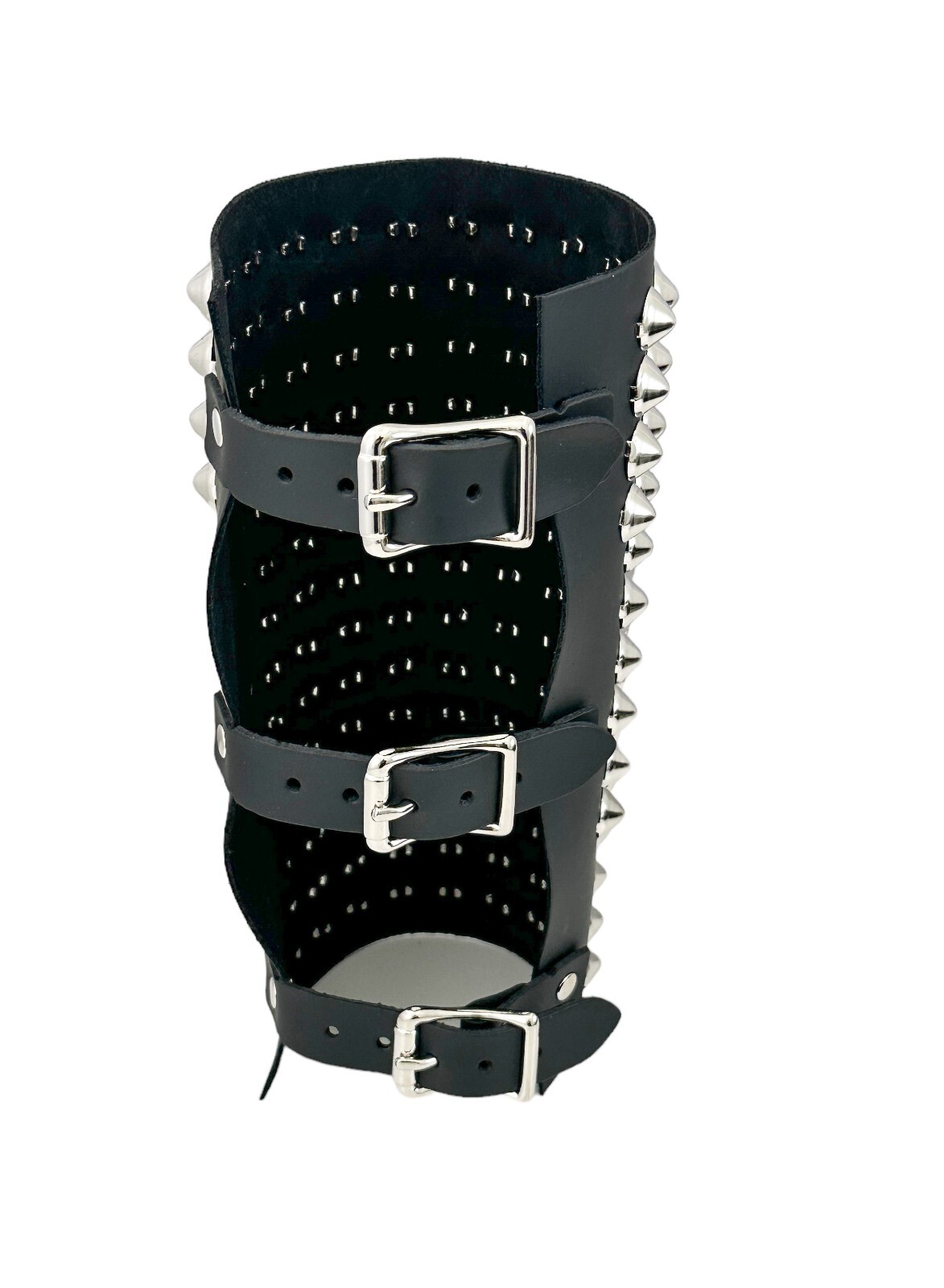 14 Row UK CONE Studded Gauntlet Bracer Genuine Leather Heavy Metal Funkplus