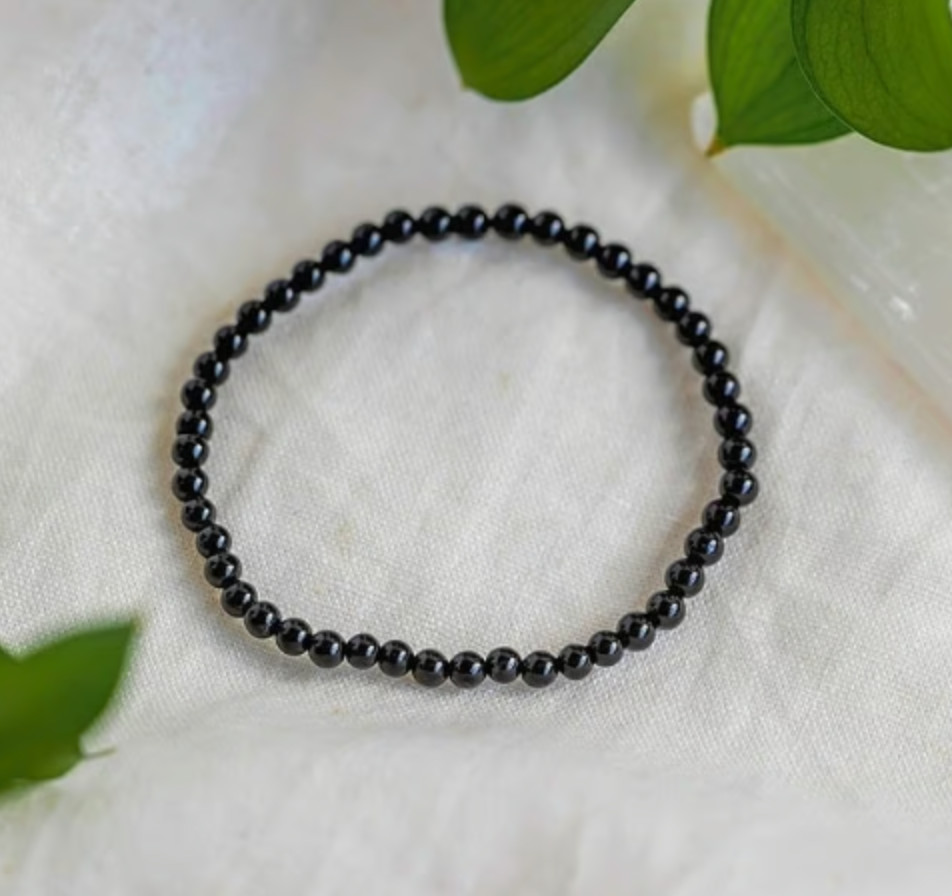 5pcs 4mm Natural Black Tourmaline Stone Bracelet Healing Crystal Jewelry Gifts