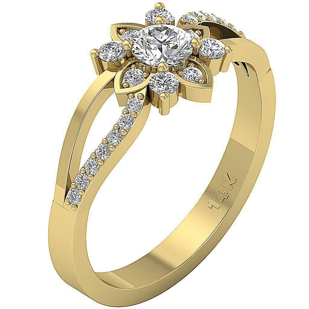 Round Cut Diamond 0.70 Ct SI1 G Solitaire Engagement Ring 14K Yellow Gold 7.60MM