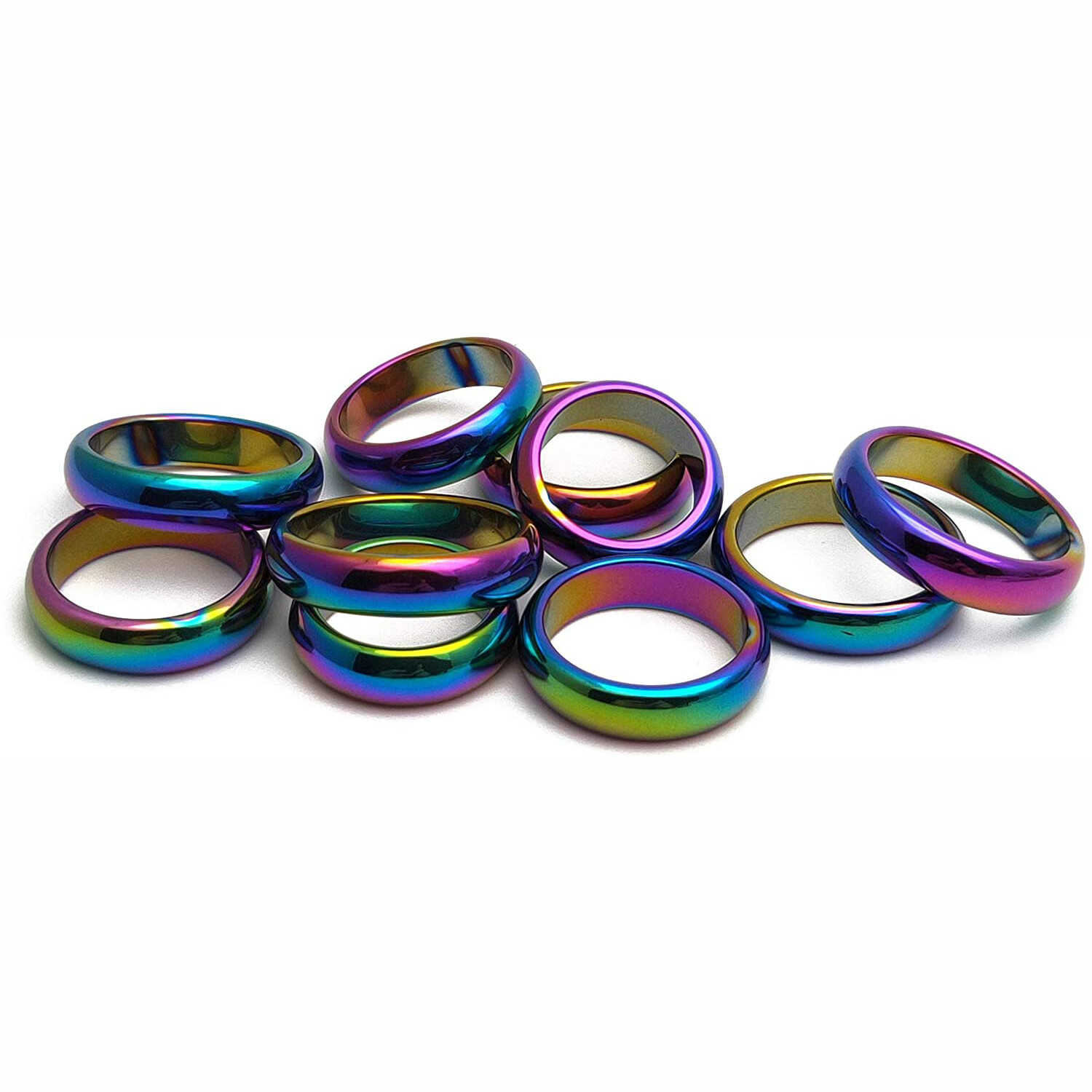 20PCS Magnetic Hematite Rings Therapy Fidget Magnets Negative Energy Stackable