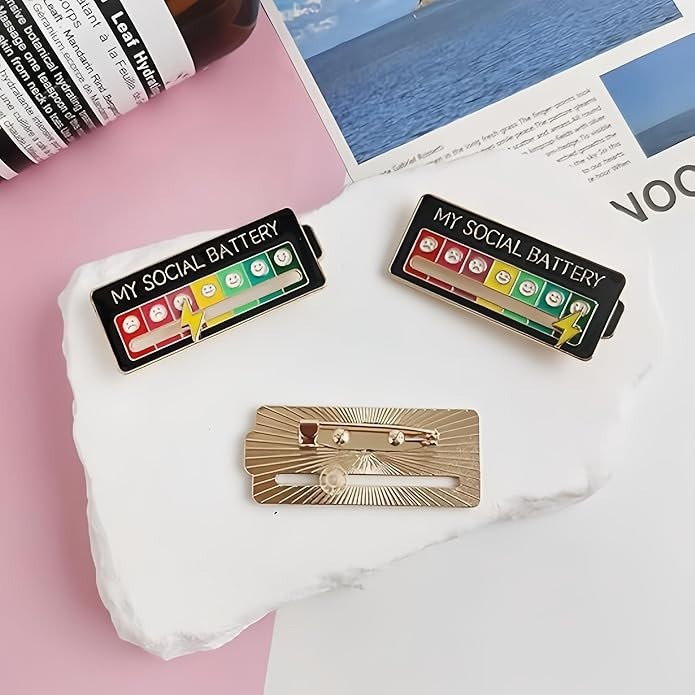 Sliding My Social Battery Enamel Mood Pin for Introverts Extroverts Mood Tracker