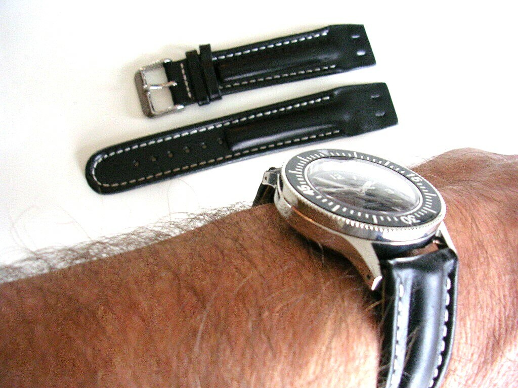18mm Black Open End Aviator Pilot Military watch band strap IW SUISSE 19-20-22mm