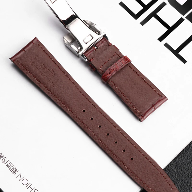 Cro.co.dile Skin Watch Strap For IWC Portugieser Portofino Pilot 21 22mm Folding