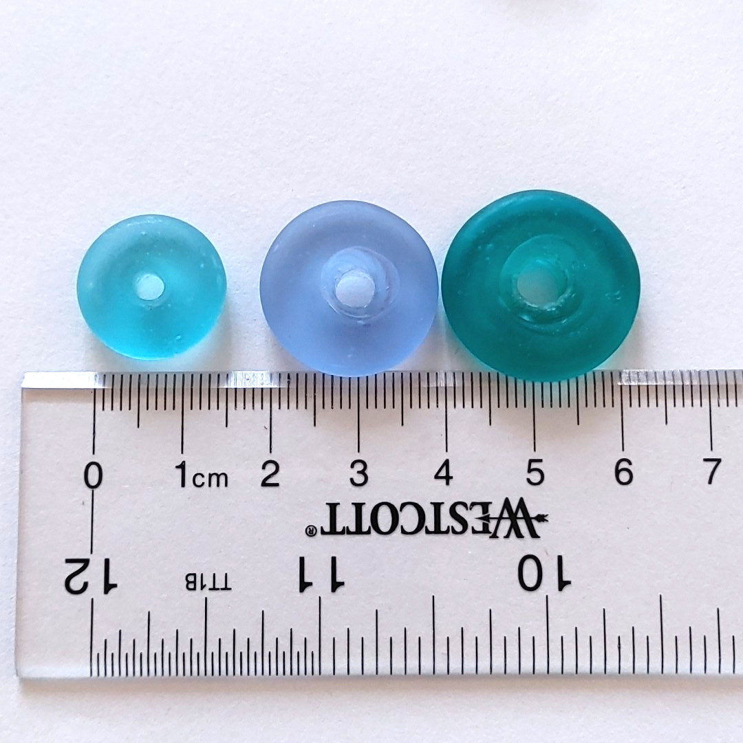 Approx 200 Frosted Donut Beads Cultured Sea Glass 17 – 21mm Aqua Blue Green Lot