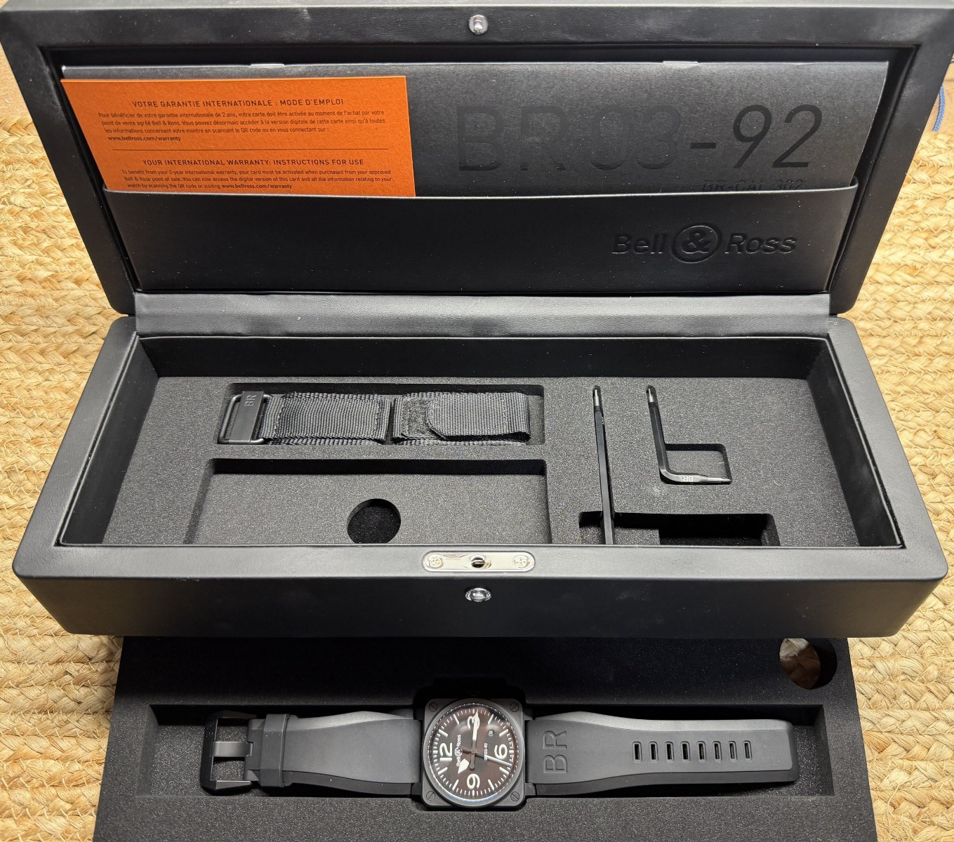 Bell & Ross BR03-92 42mm Matte Black Ceramic Watch, Extra Strap – Excellent Con