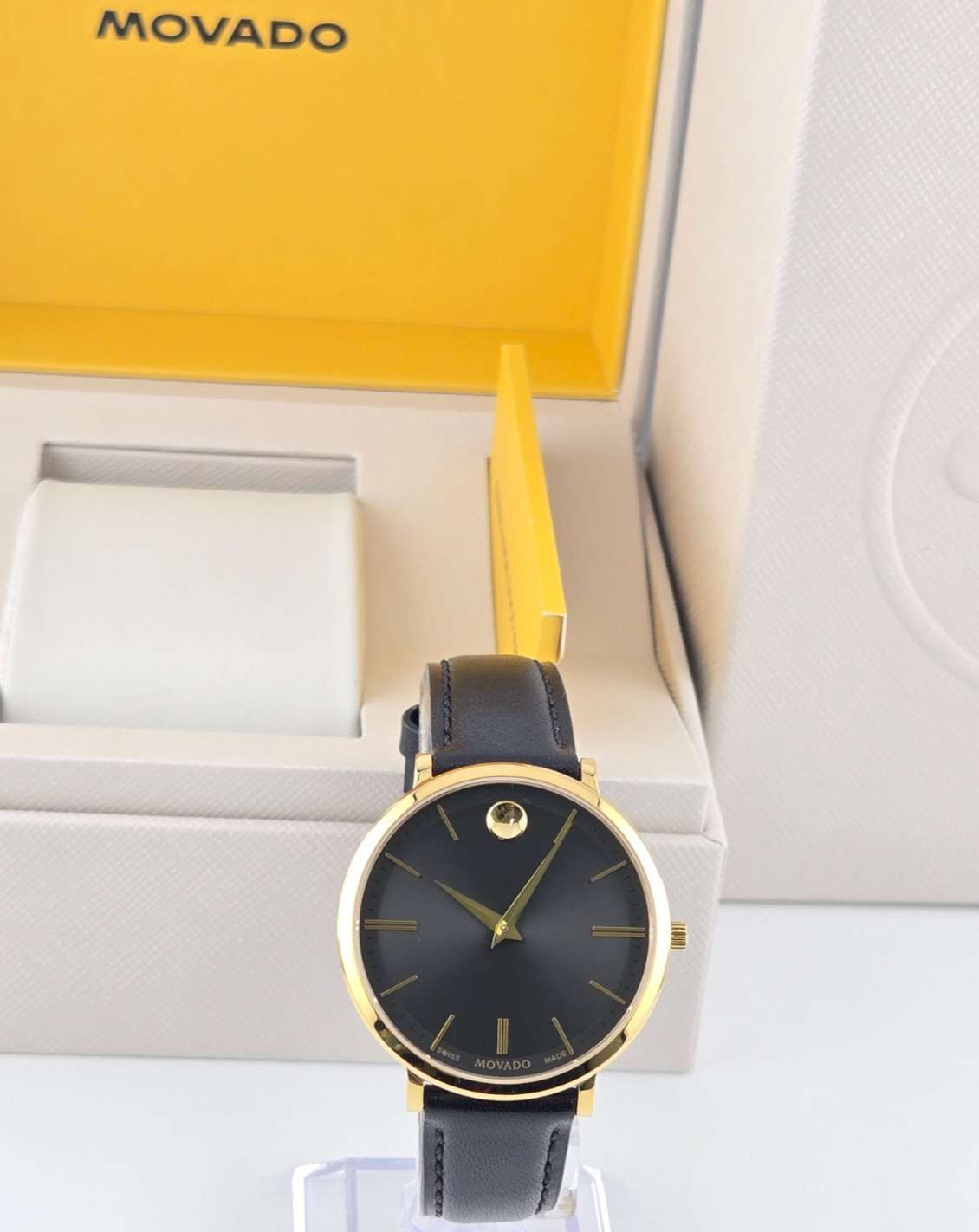Movado Ultra Slim Women’s Black Dial Watch Refurbished – 0607091 ($795 MSRP)