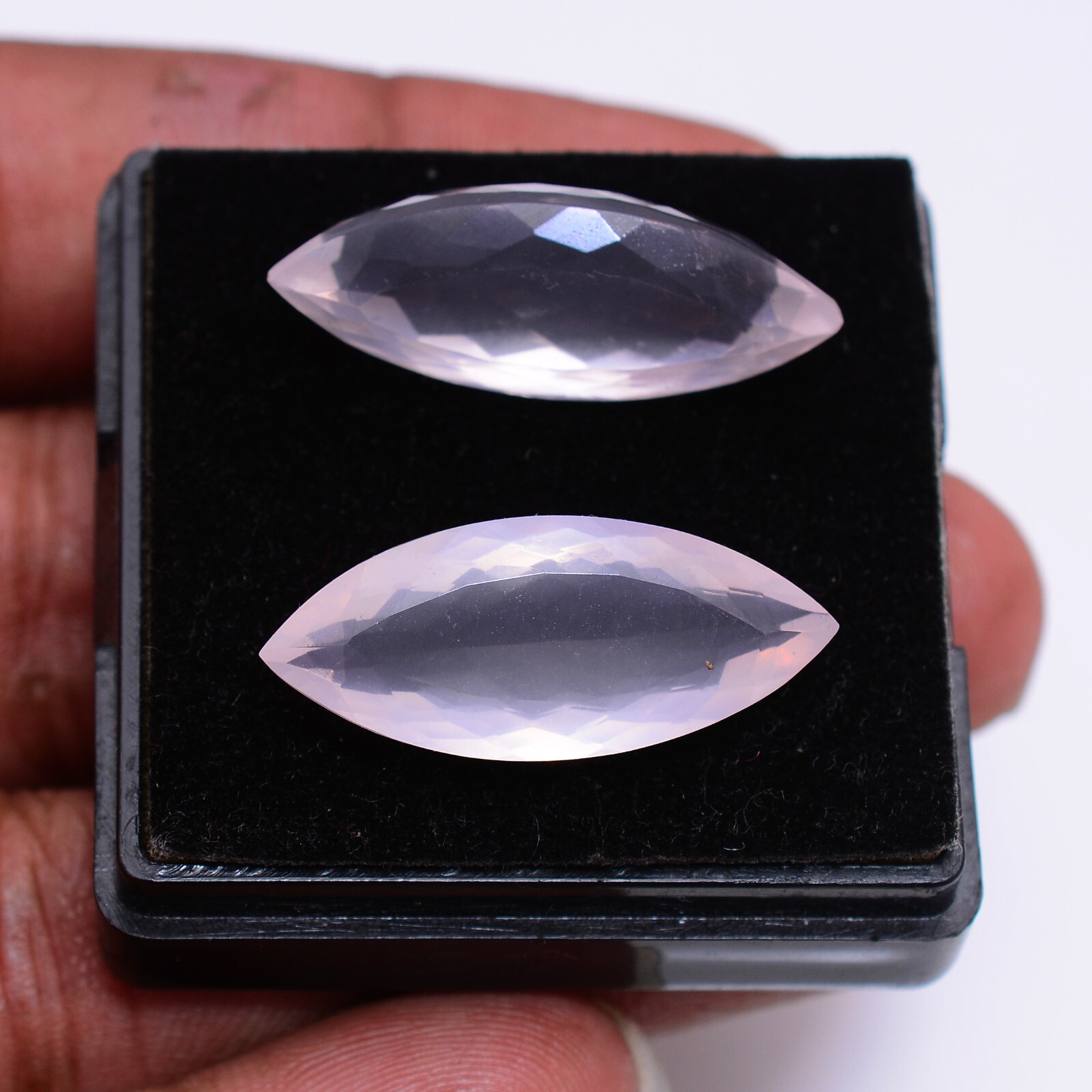 2 Pcs Natural Rose Quartz 27mm-28mm Faceted Cut Top Quality Loose Gemstones Lot