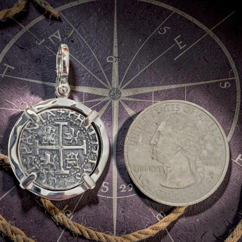 Atocha Silver Coin Pendant Sterling Hammered Bezel Shipwreck Certificate