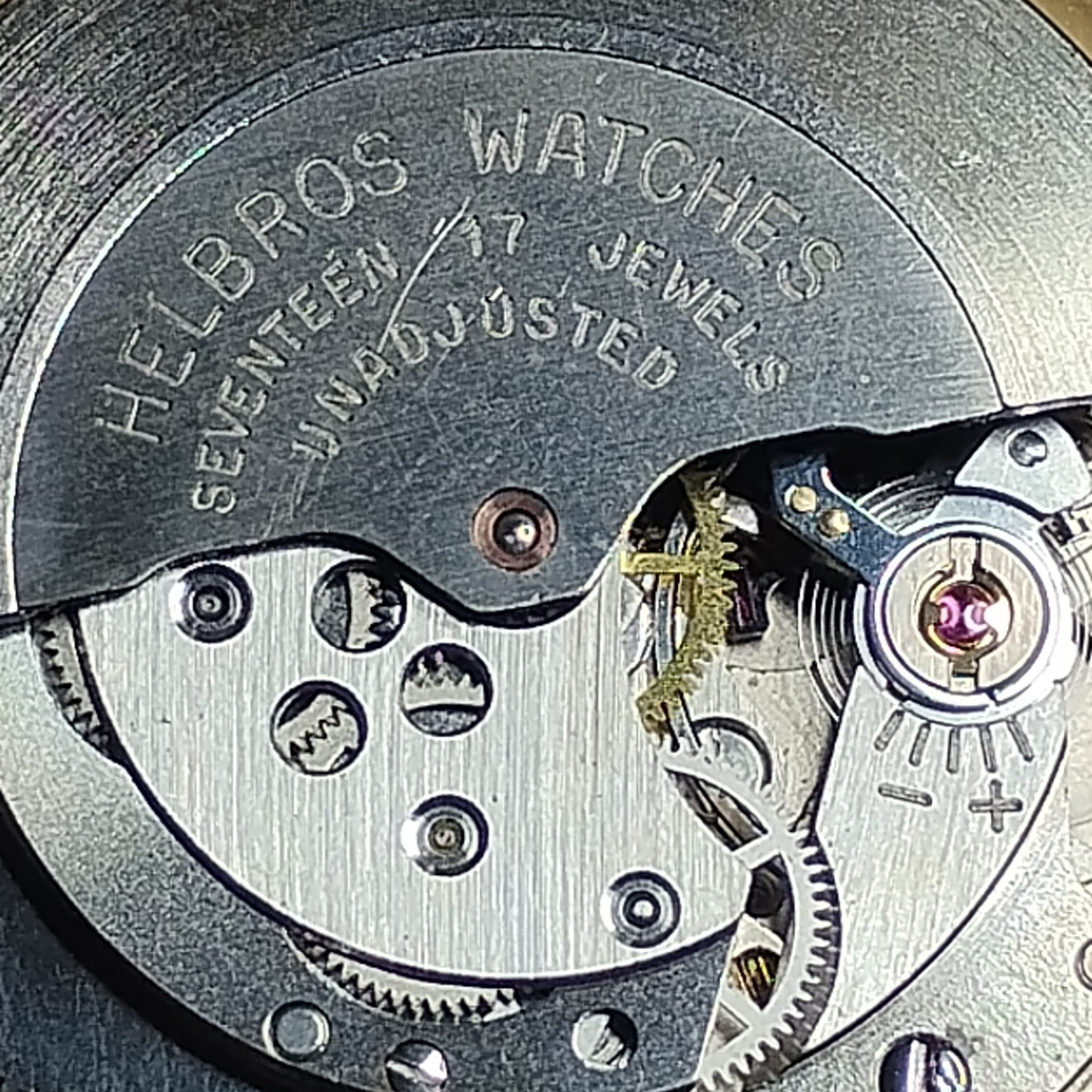 VINTAGE HELBROS Selfwind 17J Day/Date Mechanical Watch Runs Parts or Repair