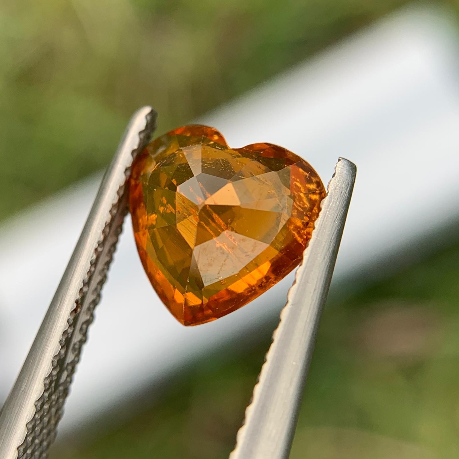 Natural Orange Garnet 2.10 Cts Heart Cut SI Clarity Loose Gemstone Tanzania